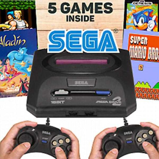 Sega Mega Drive 2 Video Game with Console 16 Bit Retro Handheld Game Player 5 Games Inside