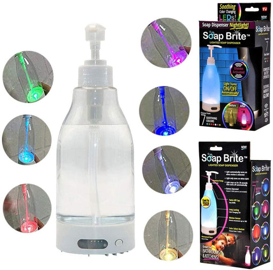 LED Light Wireless Soap Dispenser 7 Colors Motion Activated and 10 Inch Light Detection
