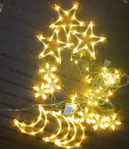 LED Islamic EID Ramadan Festival String LED Light Decoration Star Moon Outdoor String Lights Christmas Home Lamp Random.