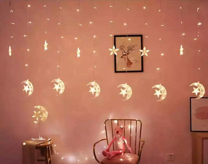 LED Islamic EID Ramadan Festival String LED Light Decoration Star Moon Outdoor String Lights Christmas Home Lamp Random.