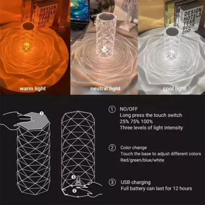 CrystalGlow™ Diamond Lamp – 16 Colors Touch & Remote LED Mood Light